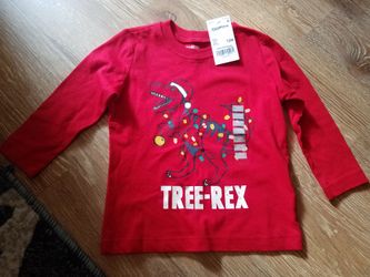 Baby Boys Funny Christmas Shirt Dinosaur Tree-rex 12m