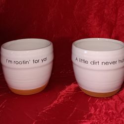 NEW 2 Small Pots 'A Little Dirt Never Hurt' 'I'm Rootin' For You'