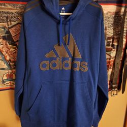 VGUC Mens ADIDAS AEROREADY Athletic Pullover Hoodie Blue Polyester size 2XL