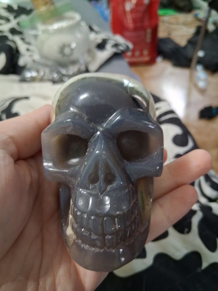 Druzy Agate Skull