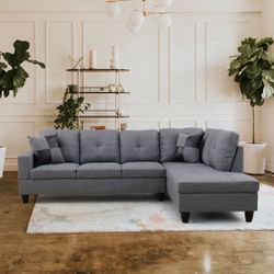 New Grey Sectional Couch (No Ottoman)
