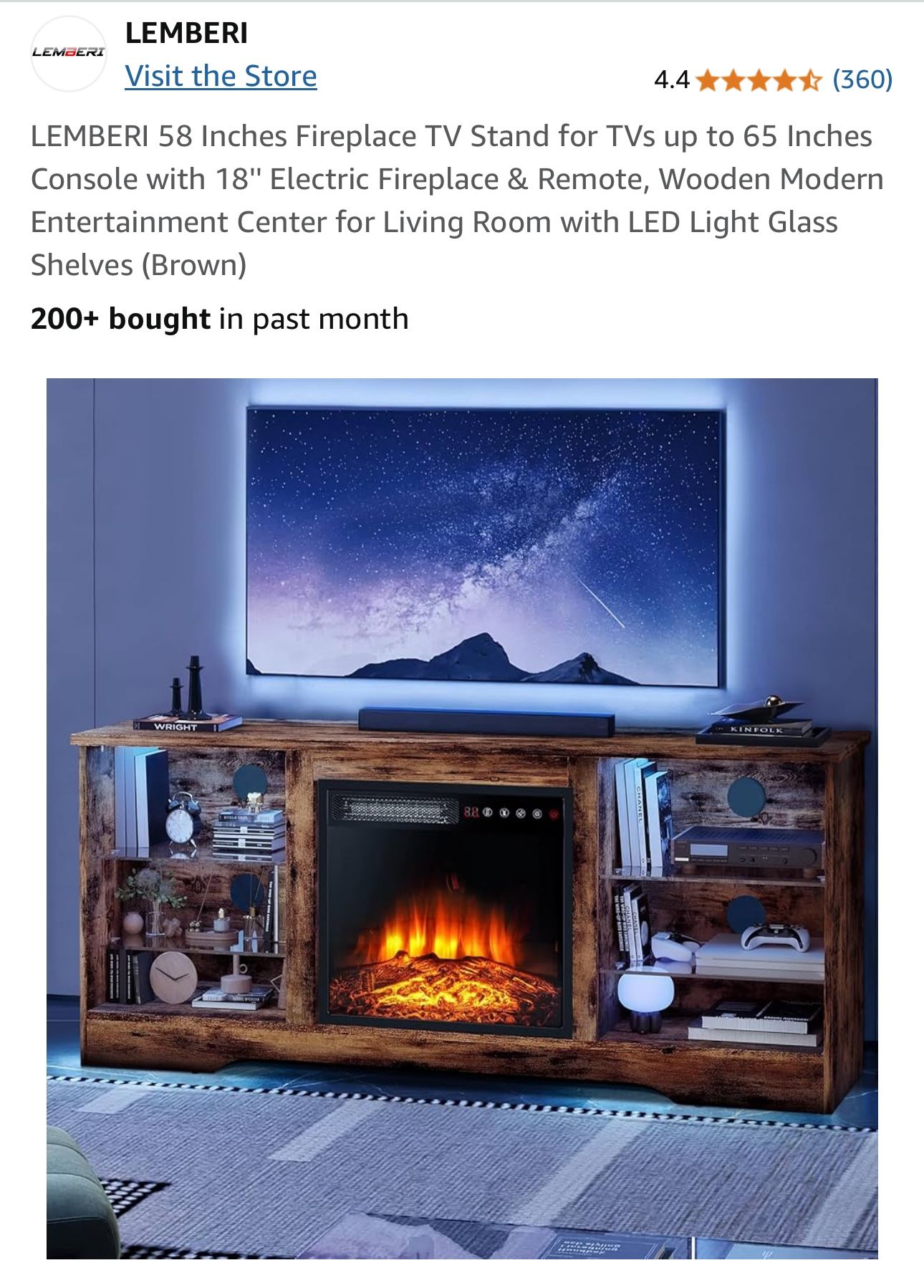 New And unopened box TV Stand with The Fireplace. $200