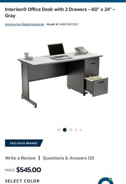 Grey Office Desk with Locking Drawers