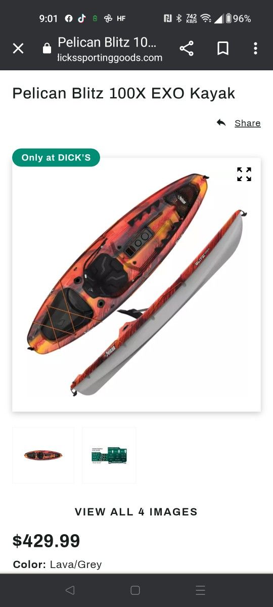 Pelican Blitz 100 Excellent Condition Kayak for Sale in Spring Hill, FL