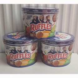 New Unoped Ruffles Potato Chips Limited Edition Lebron James Tin 3 Bags 3 Flavors 