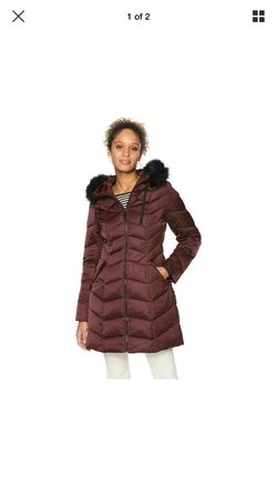 Tahari Women's Chevron Quilted Puffer Coat SZ XS