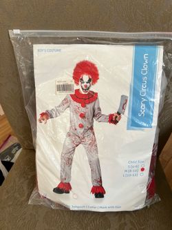 Boys Sz Medium  scary circus clown costume