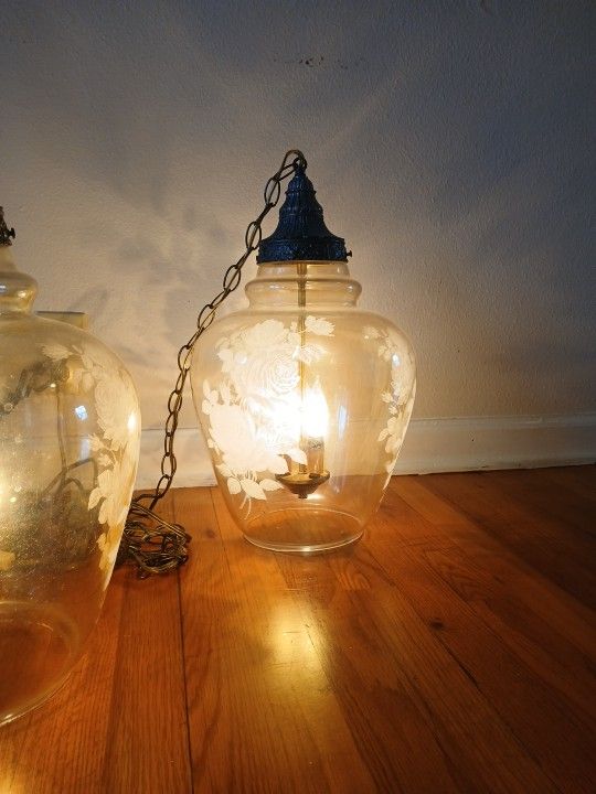 Amber Glass Swag Lamps
