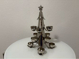 Silver Metal Christmas Tree Candleholder 12 Candle Cups