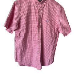 Ralph Lauren Pink and White plaid Button Down Shirt Size L classic fi. Measurements in pictures. Comes from a pet and smoke free home. Add a splash of