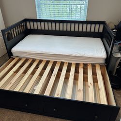 Ikea Brand Black Daybed Trundle Bed Twin/King Size With Drawers Wood for  Sale in Oakland, FL - OfferUp