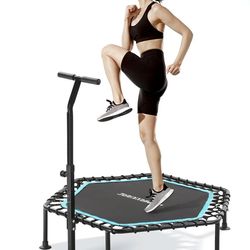 50" MINI TRAMPOLINE FITNESS HEXAGON EXERCISE REBOUNDER, ADJUSTABLE HANDLE 220 lbs -  New in Box
