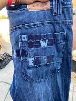 Men's Blue Denim Jeans with Embroidered Pocket