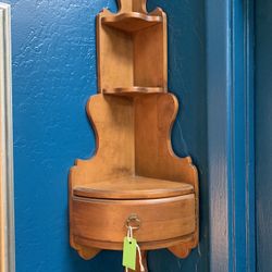 Vintage Wooden Corner Wall Shelf 