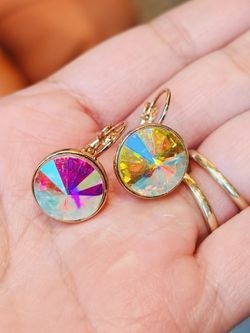 Holographic/Rainbow color Brilliant Crystal Statement Drop Earrings