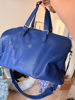 BOCA MXII Blue Leather Weekender Bag with Shoulder Strap
