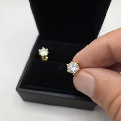 Moissanite Diamond Earrings 1.0ct 14k Gold Plated 