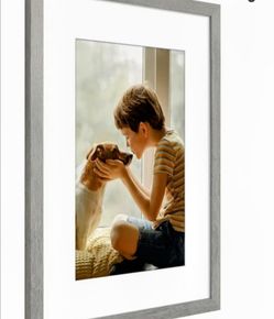 Brand new gray white washed picture frame