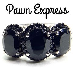 Sterling Silver 3-Stone Onyx Ring 