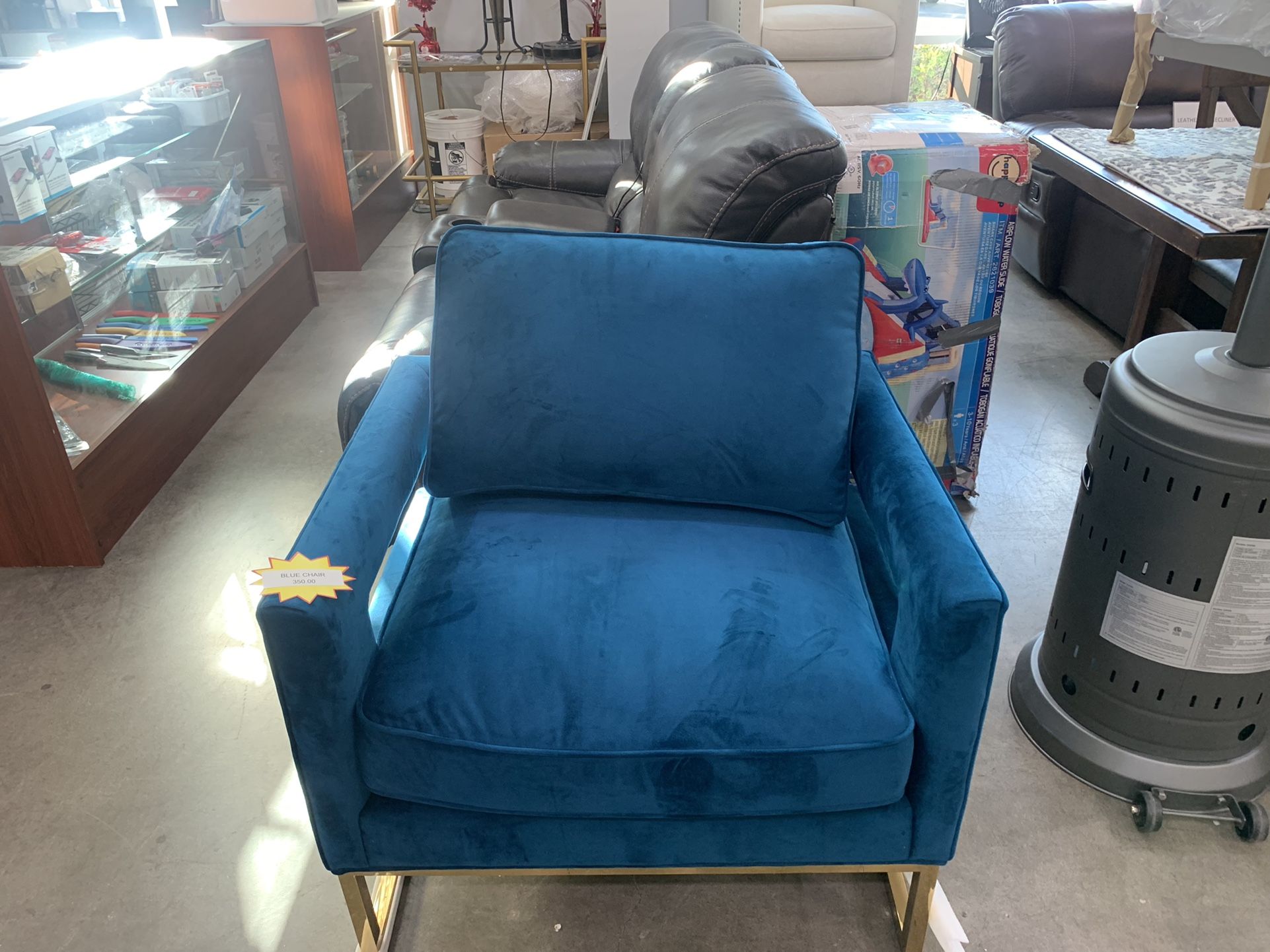 Blue Accent Chair With Gold Details