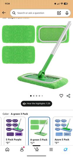 $1 NEW Reusable 100% Coral Fleece Mop Pads Compatible with Swiffer | 3 Pack, Wet and Dry Flat Cover, Washable Wet Pads Refill, for Surface/Hardwood Fl