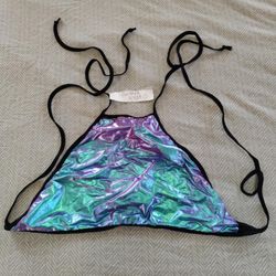 Oil Slick Metallic Halter Top