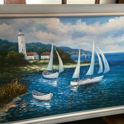 Vintage Oil On Canvas  Signed By W  Hodges Original Painting 