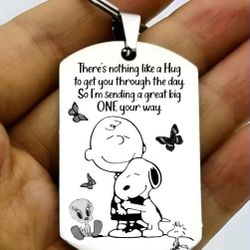 Snoopy Love Hto Quote Stainless Steel Keychain 