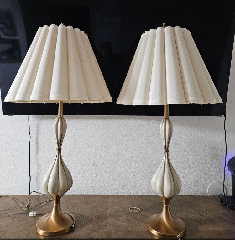 Mid Century Moder Levinton  Table Lamps  Ceramic   Finish.  38" Tall.