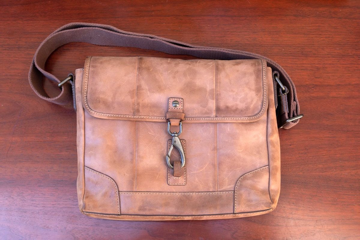 Brown Leather Fossil Field Sports Department Messenger Bag