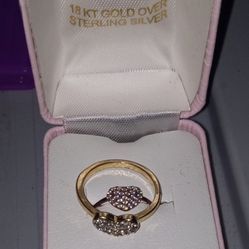 2 Gold Over Silver Heart Rings 