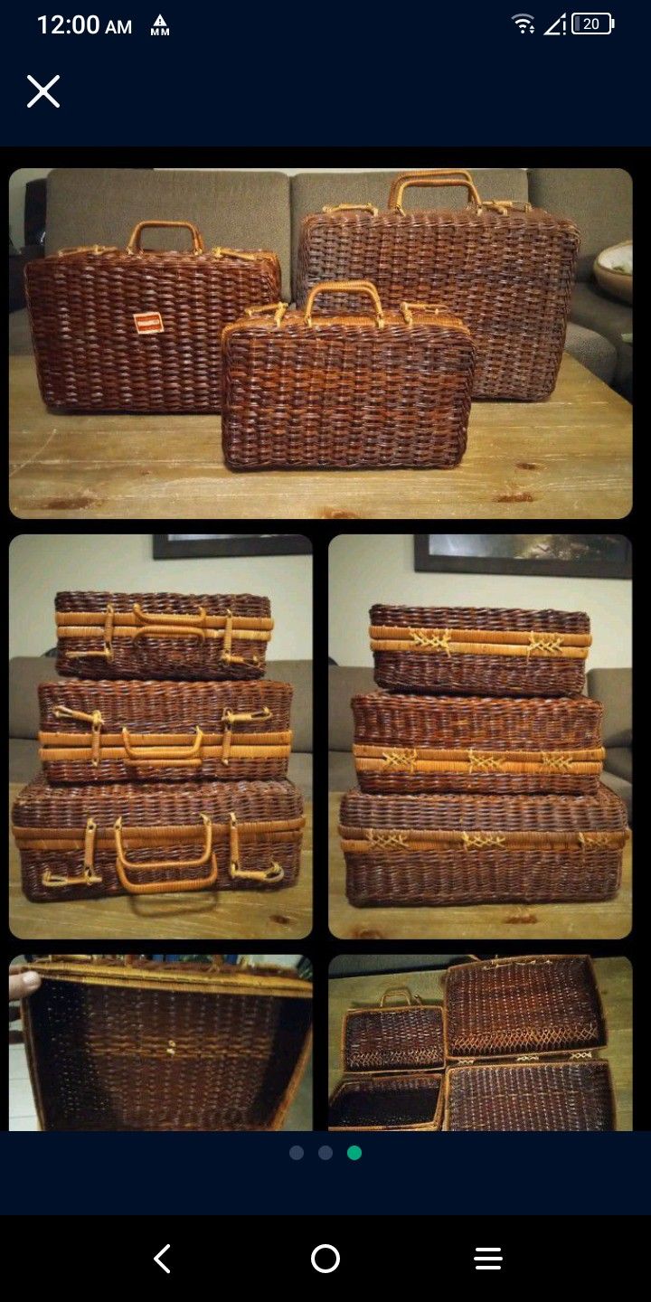 Three Antique Wicker Baskets