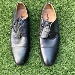Aldo Men's Black Leather Cap Toe Lace Up Oxford Dress Shoes Size 13