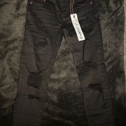 Purple Black Ripped Jeans 