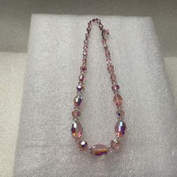 Vintage Pale Pink Crystal Choker Necklace