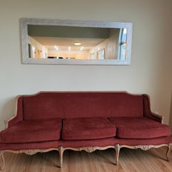 Vintage French Style Sofa – Solid Wood Carved Frame 