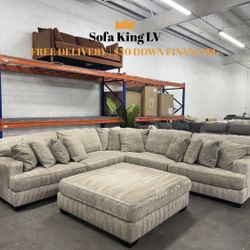 Free Delivery* Like New Beige “L” Shape Sectional Sofa with Ottoman!