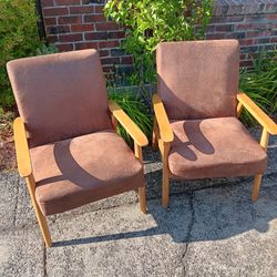 Pair Of Mid-Century Style MicroSuede Chairs