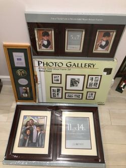 6 Pieces Solid Wood Frame Set (Multi Sizes) Gallery Set OTHERS:  2 ea 11x14 3 ea 5x7 1 Gold Frame (multi sizes) SEE ALL PICTURES $35 MAKE AN OFFER.