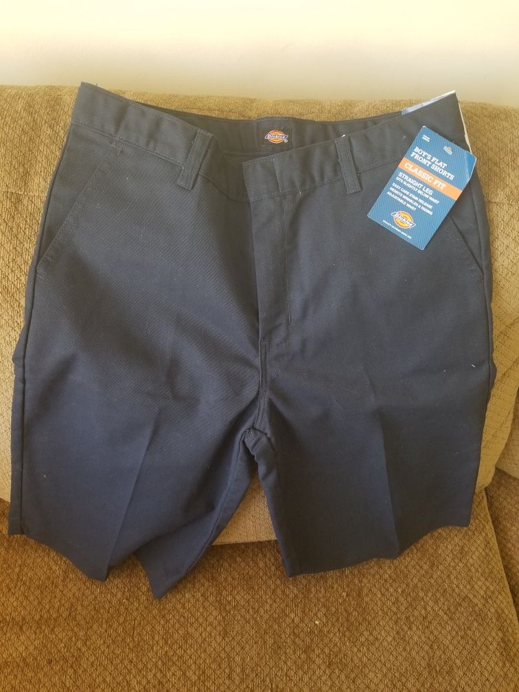 Dickies, Boys' Flex Waist Flat Front School Uniform Short, Dark Navy, 18 Regular