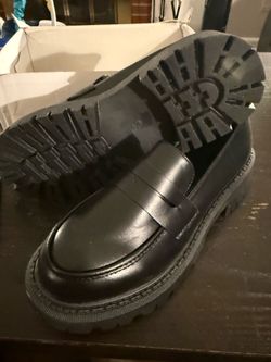 Black Chunky Platform Penny Loafers