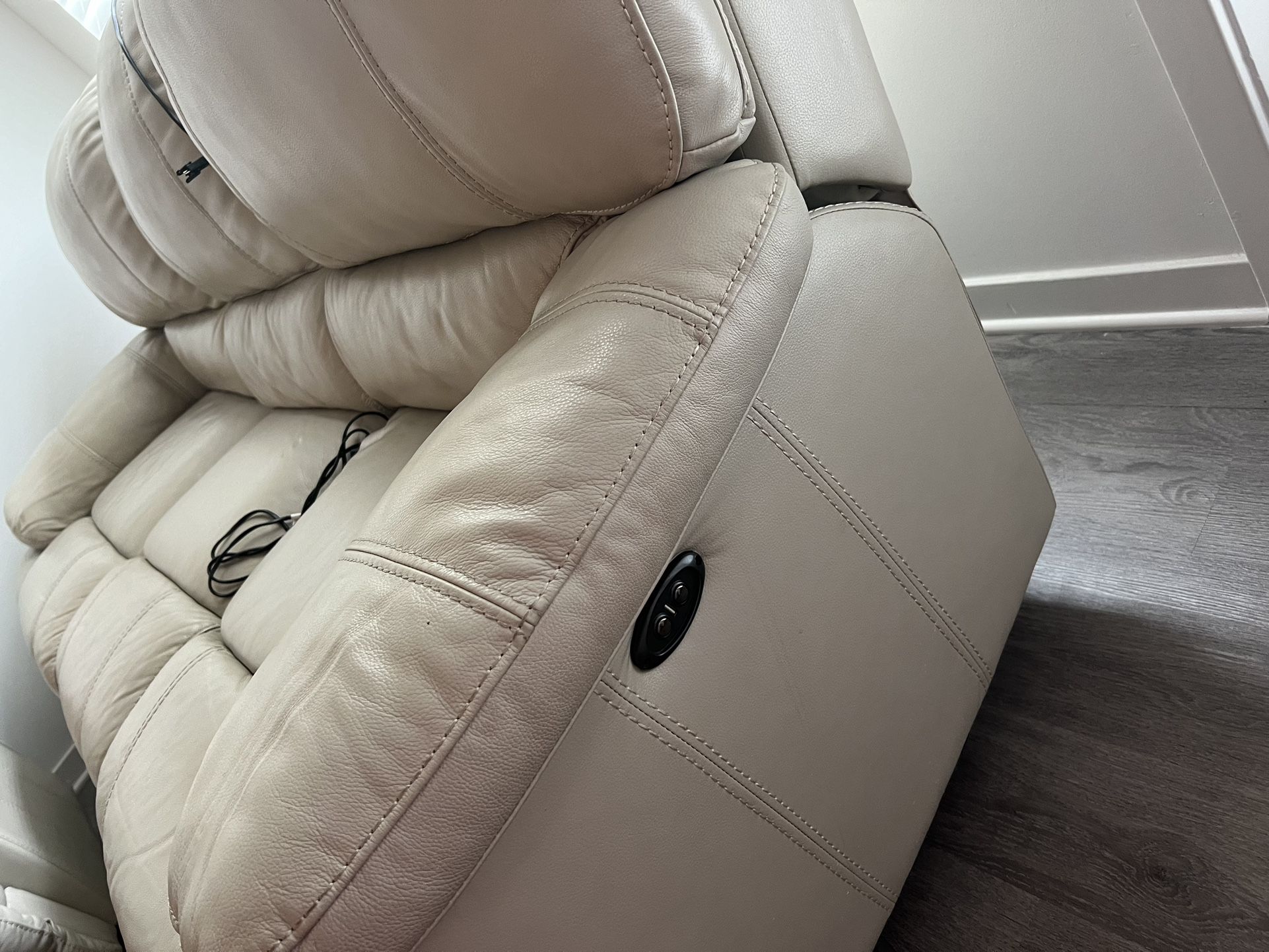 Real leather recliner sofa