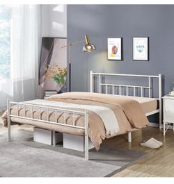 King Size Metal Bed Frame Black with headboard and footboard S-40
