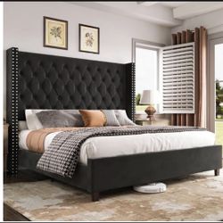 New King Wingback Bed (Sealed In Box)