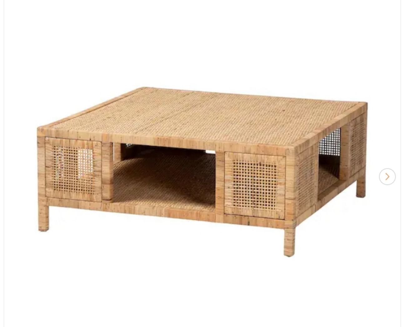 bali & pari Kalimantan 39.4 in. Light Honey Square Rattan/Wicker Coffee Table