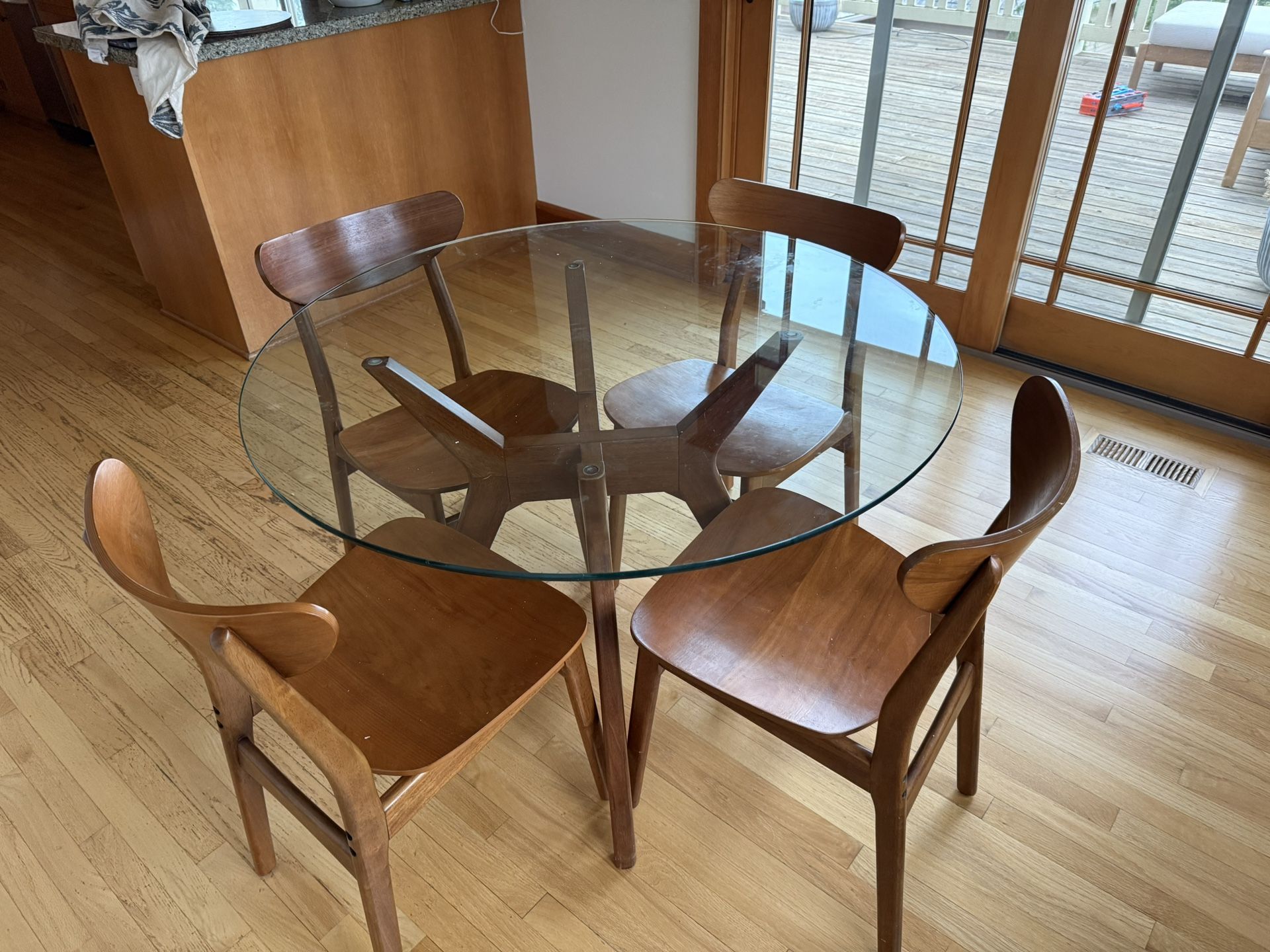 Glass Top Dining Table + 4 Chairs
