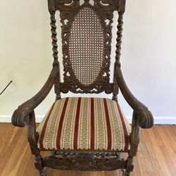 Danish Highback Armchair in Furniture Mesh, Velour, and Oak Wood, 1930s