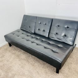 Black Leather Futon (free DELIVERY)
