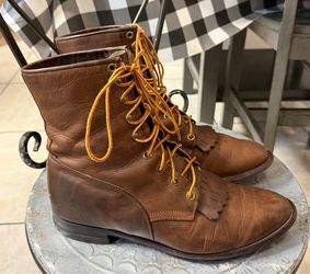 Vintage Justin Lace Up Boots Mens SIZE 10.5 Leather