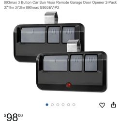 Remote Control Garage Door Opener - Compatible with LiftMaster and Chamberlain garage doors (2 Pack)